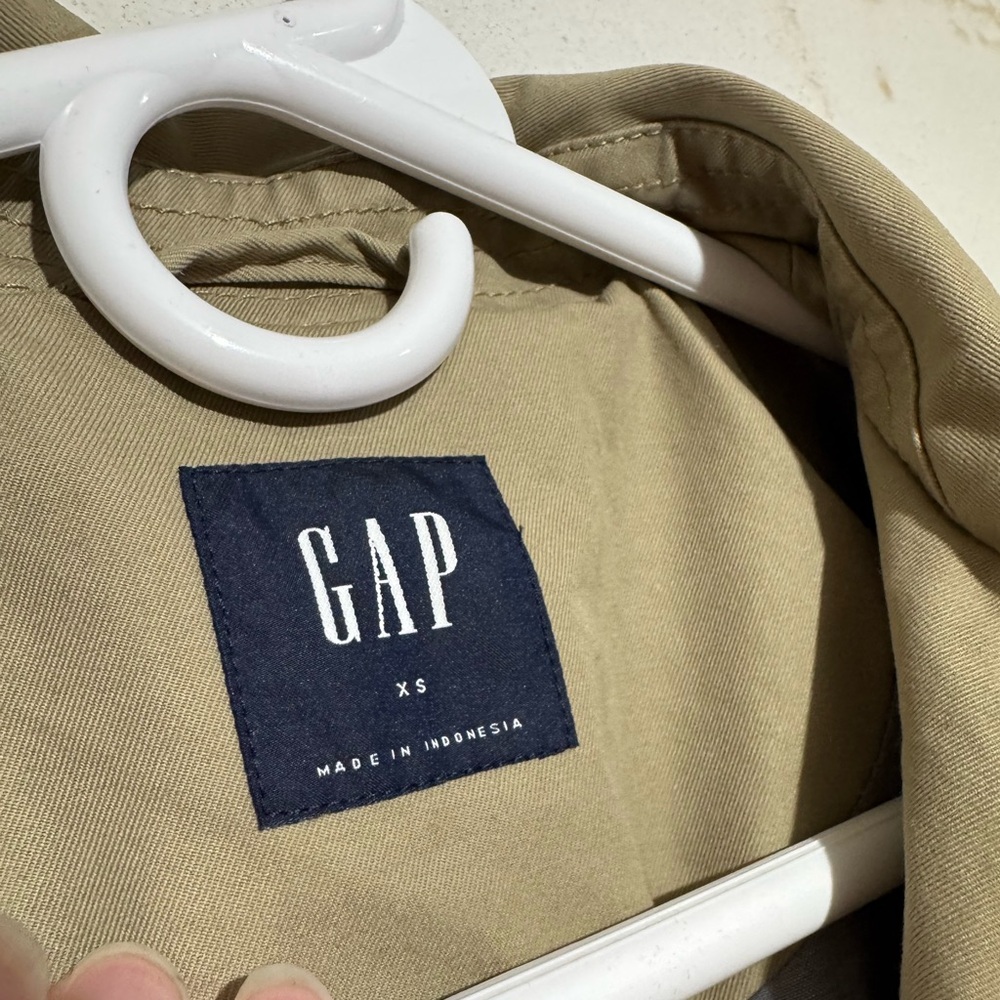 GAP Double Breasted Khaki Trench Coat Women Size XS Fall Old Money Classic - Picture 3 of 5